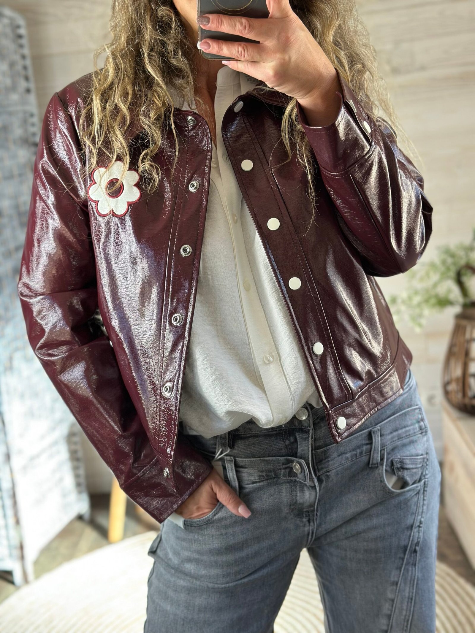 Veste simili Daisy bordeaux